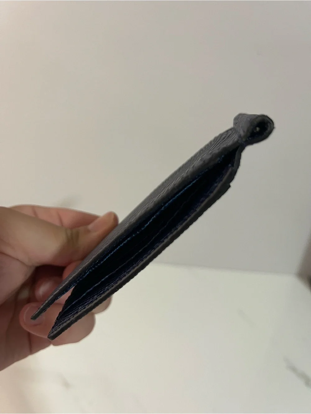 Men's Navy Leather Money Clip Wallet
